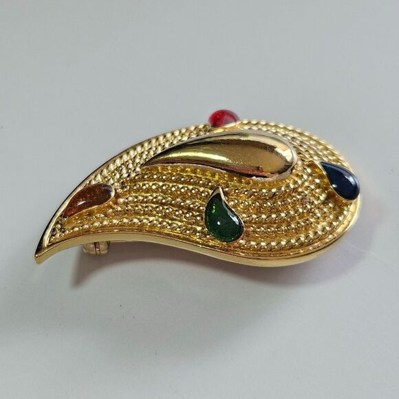 Avon Vintage Gold Tone Swoosh Brooch - Picture 7 of 9